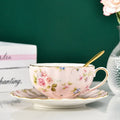 3PCS/Sets Pastoral style Flowers Tea Set Ceramic Coffee Cup Suit High-Grade Bone China Golden edge Tea Cup Saucer With A Spoon
