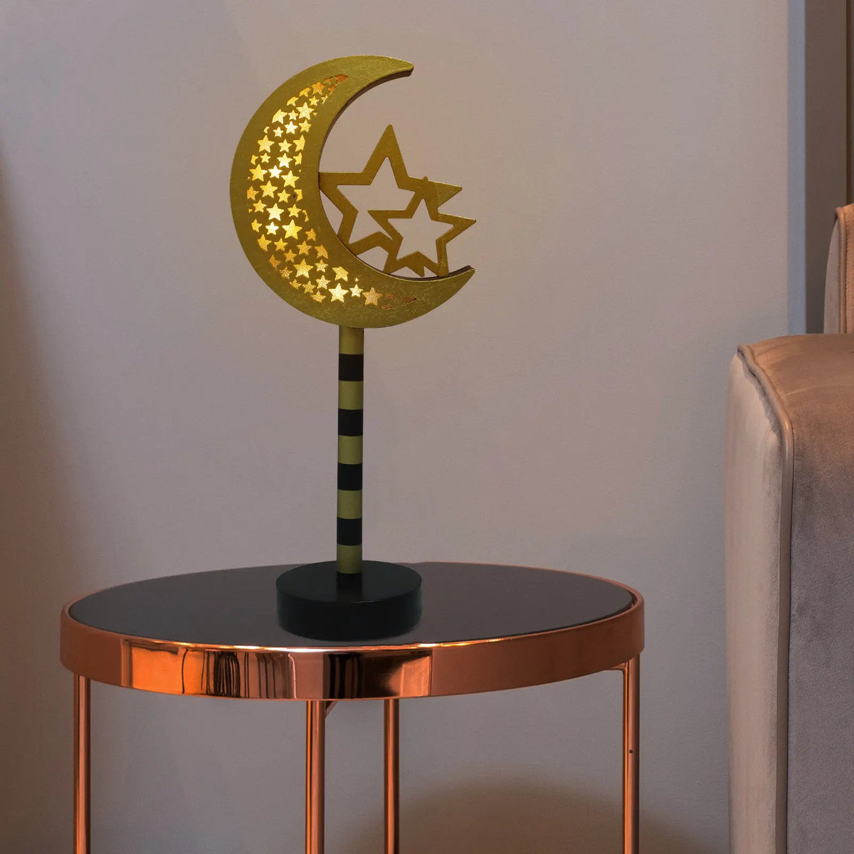 Eid Wood LED Lamp Ramadan Decorative Light Tabletop Ornament High Brightness Warm Night Light for Porch Bar Restaurant Home