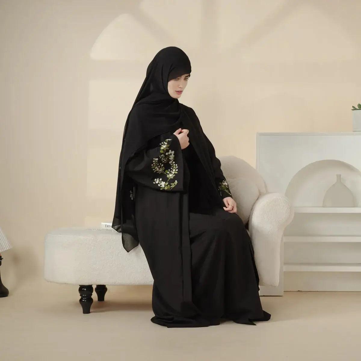 Olive Branch Linen Abaya Set