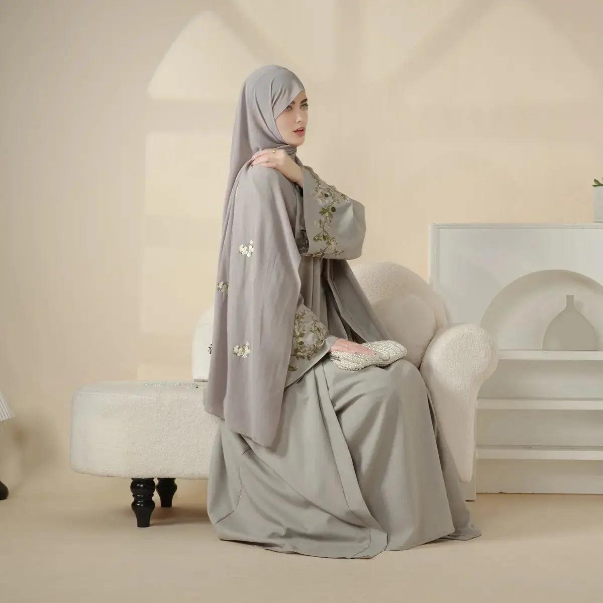 Olive Branch Linen Abaya Set