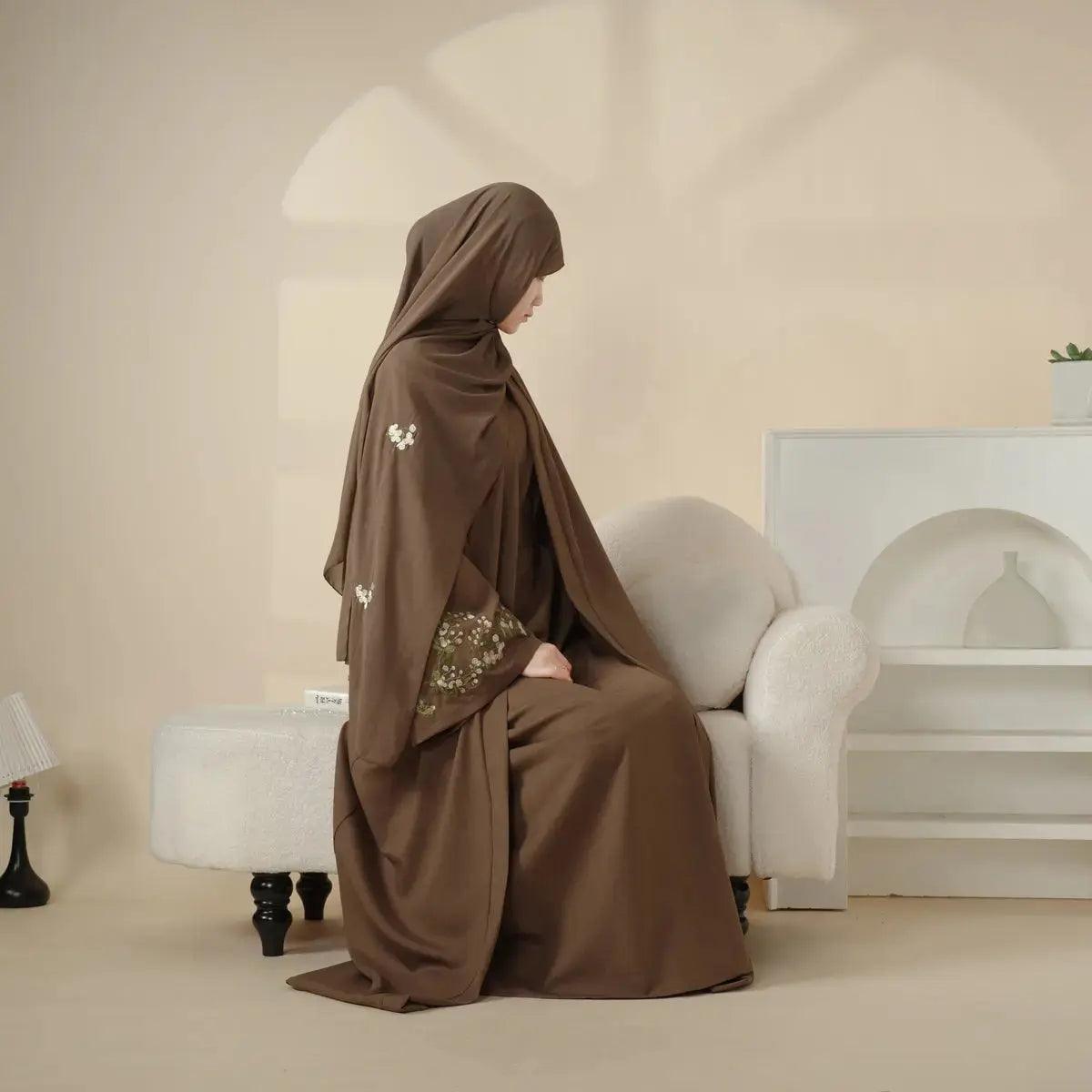 Olive Branch Linen Abaya Set
