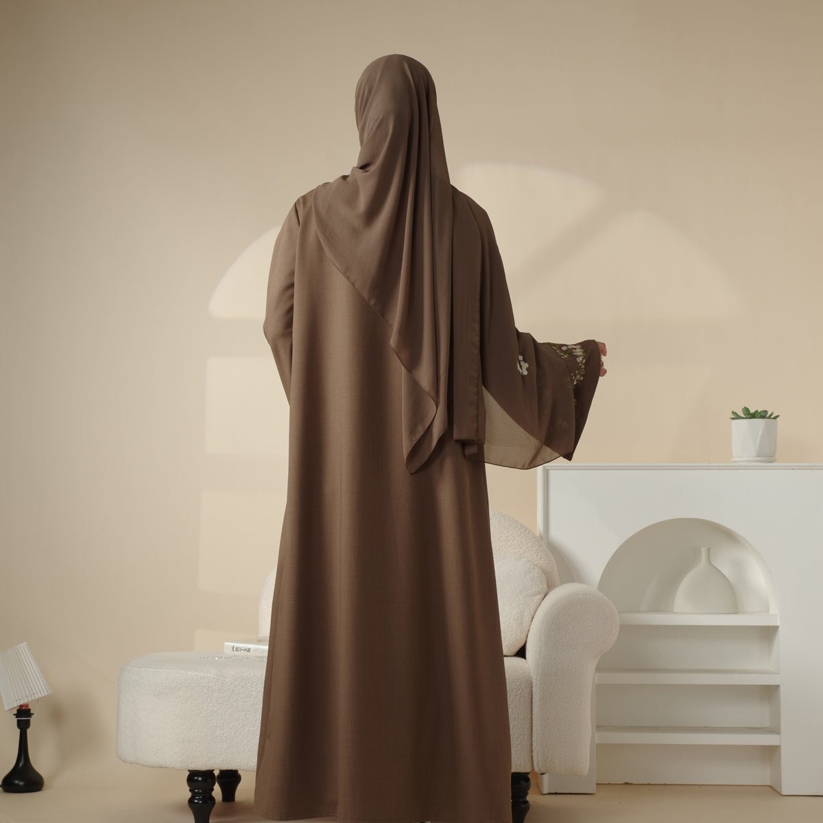 Olive Branch Linen Abaya Set