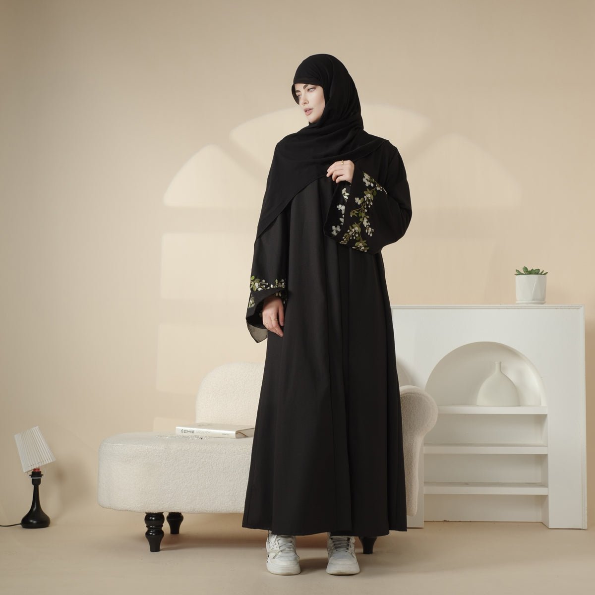 Olive Branch Linen Abaya Set