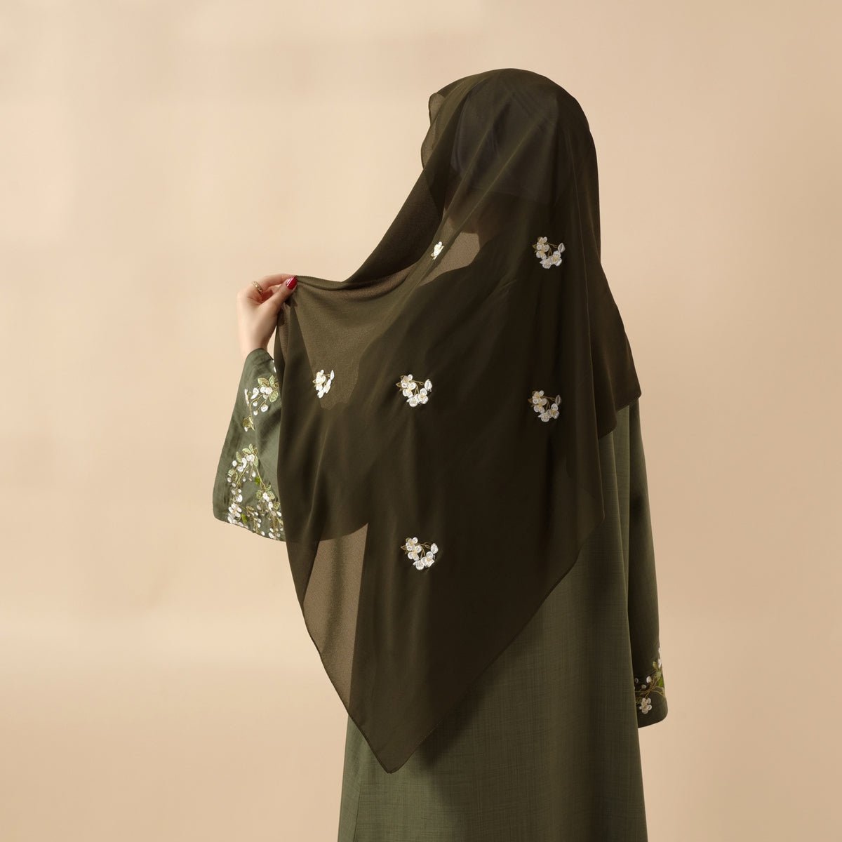 Olive Branch Linen Abaya Set