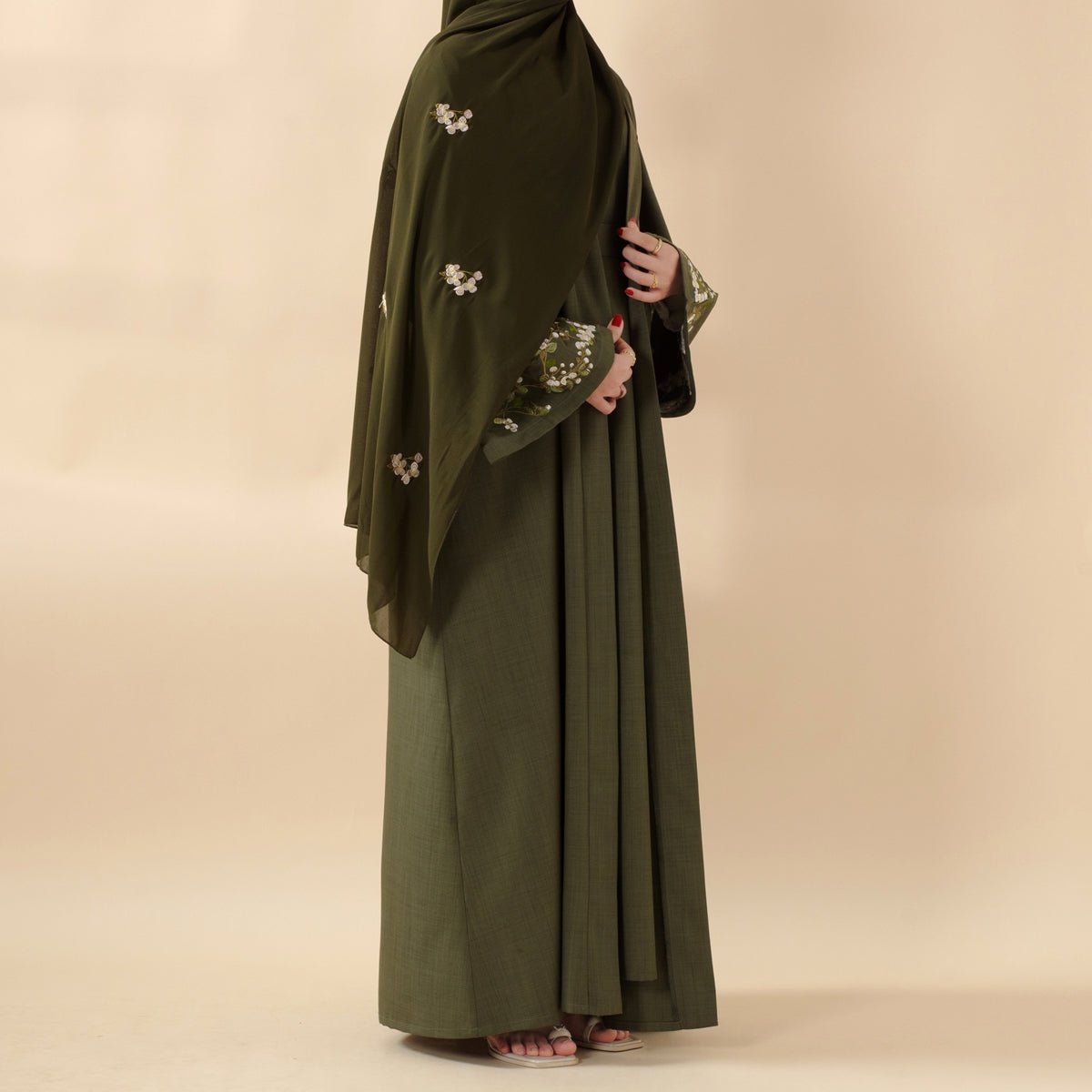 Olive Branch Linen Abaya Set