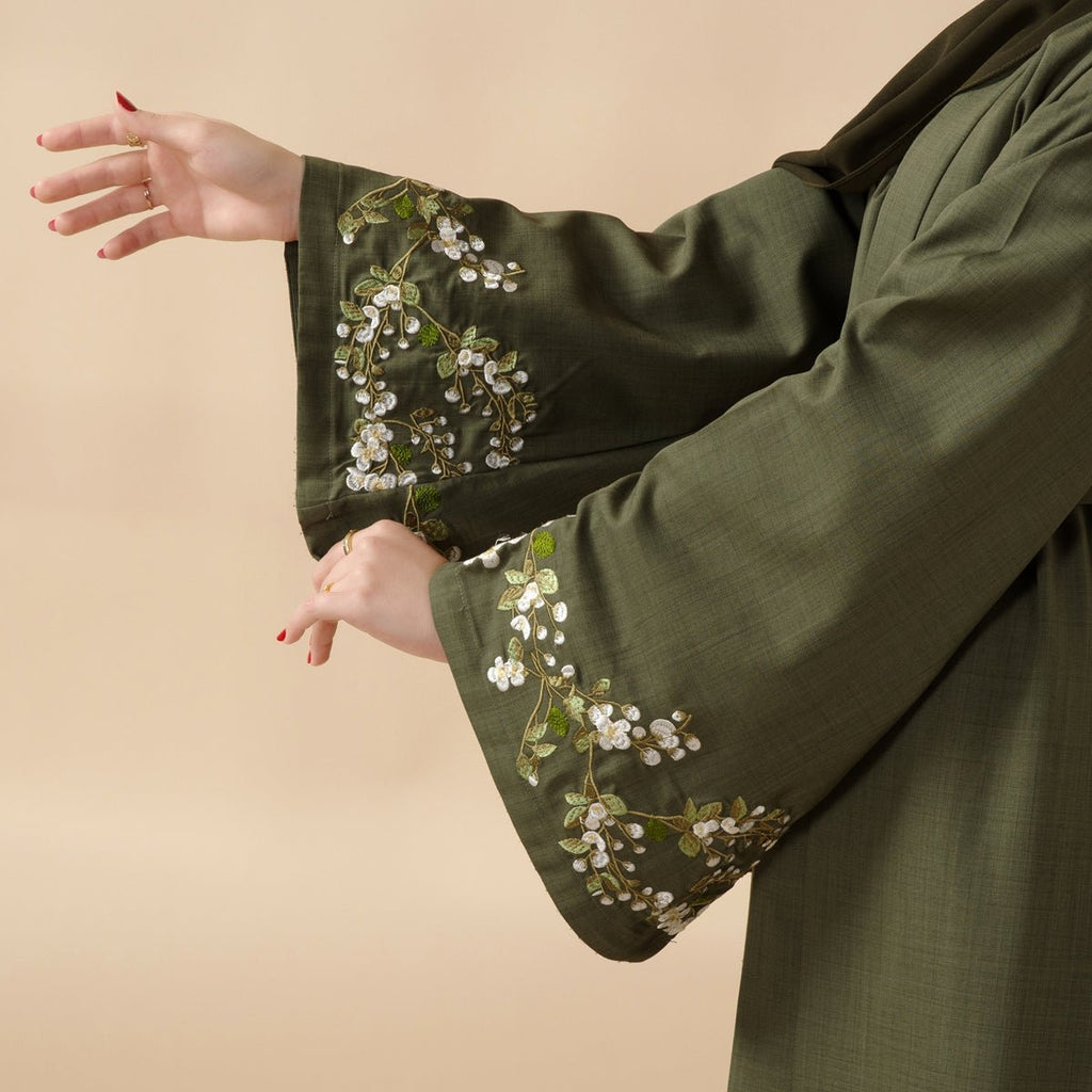 Olive Branch Linen Abaya Set